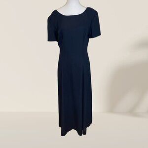 Maggy London Black Midi Dress w/ Rosette Back Detail – Size 8